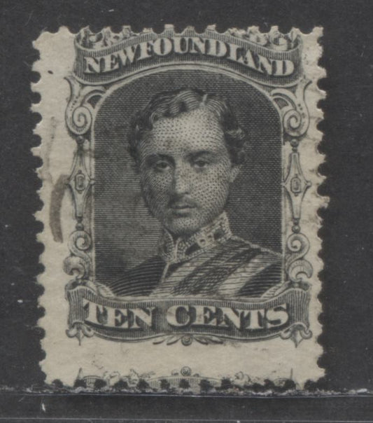 Lot 7 Newfoundland #27 10c Black Prince Albert, 1865-1894 First Cents Issue, A Very Good Used Single On Stout White Horizontal Wove Paper