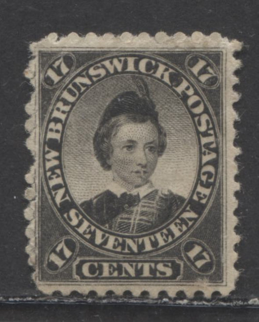 Lot 99 New Brunswick #11 17c Black Prince Of Wales, 1860 Cents Issue, A VGOG Single