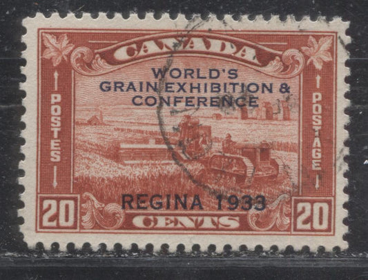 Canada #203 (SG#330) 20c Deep Brownsh Vermilion 1933 Grain Exhibition Deep Cream Gum VF-80 LH