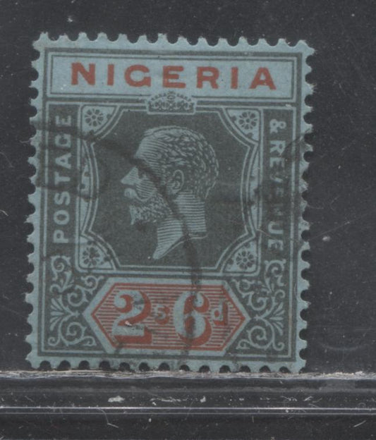 Nigeria SG#27 2/6d Gray Black And Scarlet On Gray Blue King George V Issue 1921-1934 De La Rue Imperium Keyplate Design, Die 2. A VF CDS Cancel