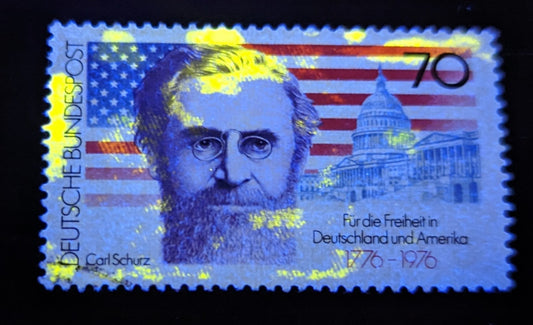 Germany SC#1216 70pf Multicolored 1976 American Bicentennial, Very Faint Top Bar Tagging, A Very Fine Used Example, Click on Listing to See ALL Pictures, Estimated Value $15 USD