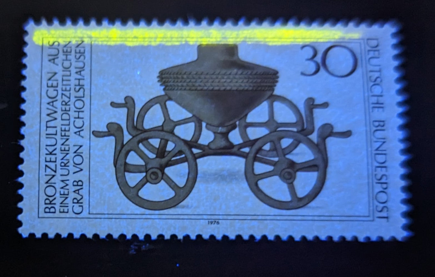 Lot 24 Germany SC#1218 30pf Multicolored 1976 Archeological Discoveries, With Faint Top Bar Tagging, A VFNH Example, Click on Listing to See ALL Pictures, Estimated Value $15 USD