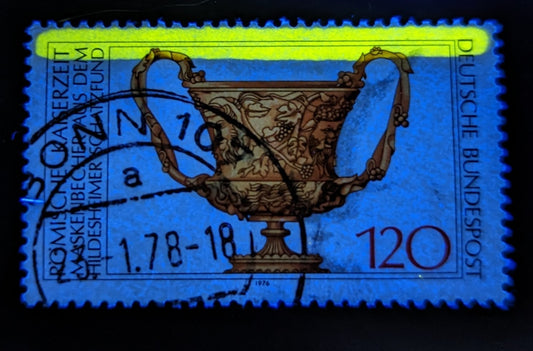 Germany SC#1221 120pf Multicolored 1976 Archeological Discoveries, With Top Bar Tagging, A Very Fine Used Example, Click on Listing to See ALL Pictures, Estimated Value $15 USD