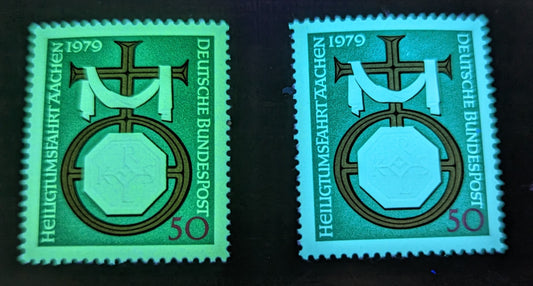 Germany SC#1296 50pf Multicolored 1979 Pilgrimage To Aachen, With Pale Greenish Tag, A VFNH Example, Click on Listing to See ALL Pictures, Estimated Value $15 USD