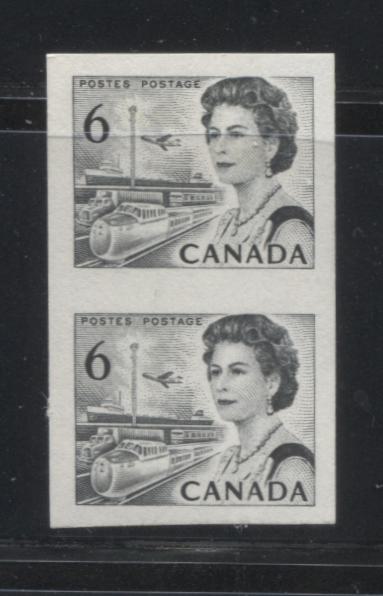 Canada #468bd 6c Black Transportation, 1967-1973 Centennial Definitive Issue, A VFNH Example of the Rare Imperforate Coil Pair