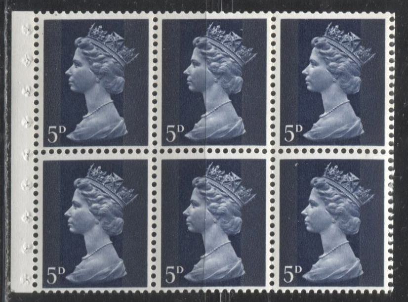 Great Britain SG#HP29 5/- Black on Terracotta 1967-1971 Pre-Decimal Machin Heads Issue, A Complete Booklet From June 1969, Various Fluorescence Levels For Cover and Interleaving Pages, Long Melford Hall Cover