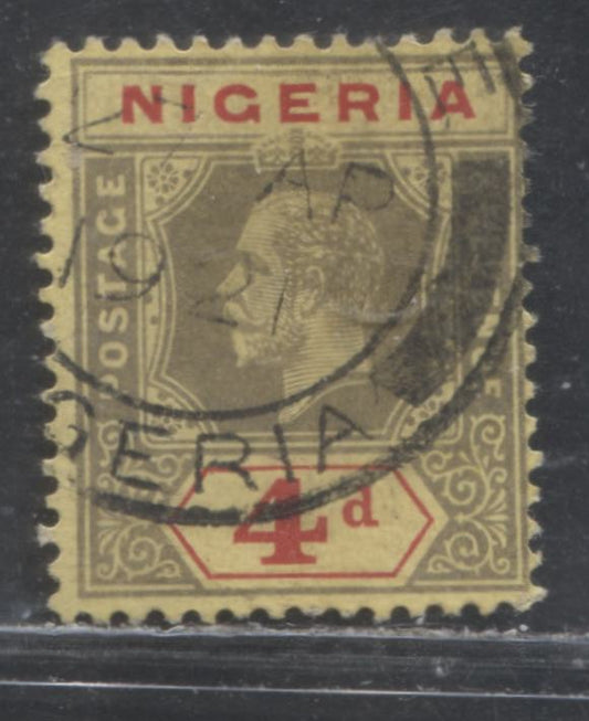 Nigeria SG#6e 4d Black And Carmine Red On Pale Yellow King George V Issue 1914-1922 De La Rue Imperium Keyplate Design. A Fine CDS Cancel
