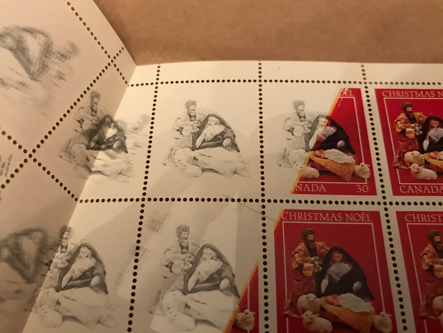 Canada #973a & 973b - 1982 Christmas Issue, The Unique Foldover Error Sheet of 50