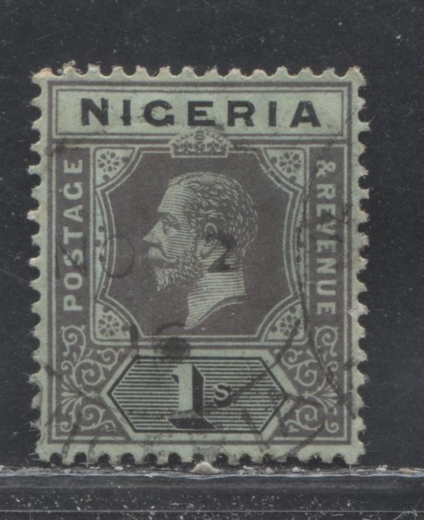 Nigeria SG#8 1/- Black On Blue Green King George V Issue 1914-1922 De La Rue Imperium Keyplate Design. A VF SON Cancel