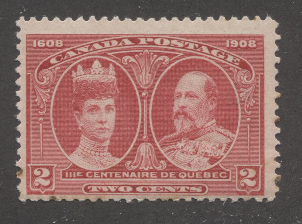 Canada #98 (SG#190) 2c Carmine Rose Quebec Tercentenary Coarse Mesh Paper, A Fine Appearing But VG Mint NH Example