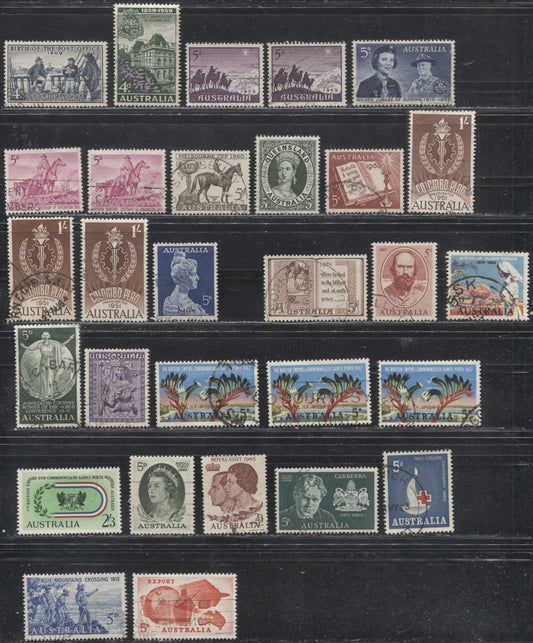 Australia #332-356 (SG#331-353) 1959-1963 Commemoratives, A Specialized Lot of 29 VF Used Stamps