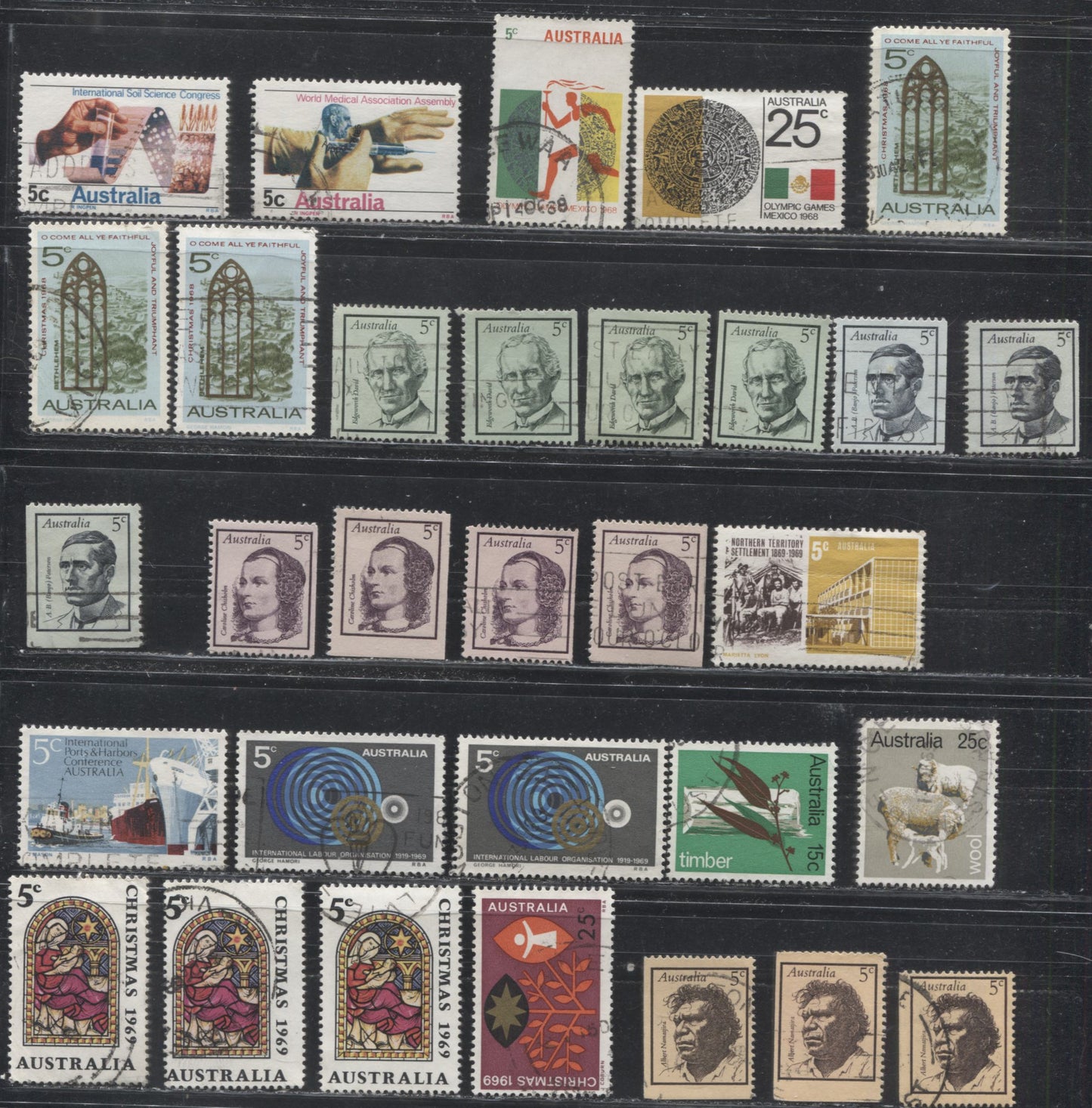 Australia #421/453 (SG#406/449) 1966-1968 Commemoratives and 1968-1971 Floral Definitives, A Specialized Lot of 72 Fine and VF Used Stamps