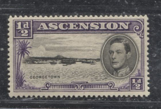 Ascension SG#38 1/2d Black and Violet, 1938-1952 Pictorial Definitive Issue, a VFOG Example of the 1938 Perf. 13.5 Printing