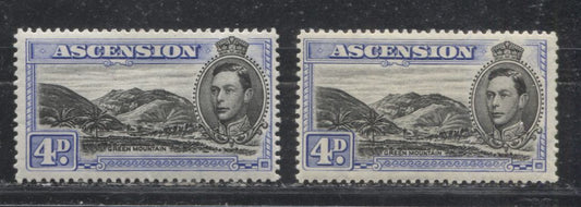 Ascension SG#42c 4d Black and Ultramarine, 1938-1952 Pictorial Definitive Issue, Fine and VF LH Examples of Two Perf. 13.5 Printings