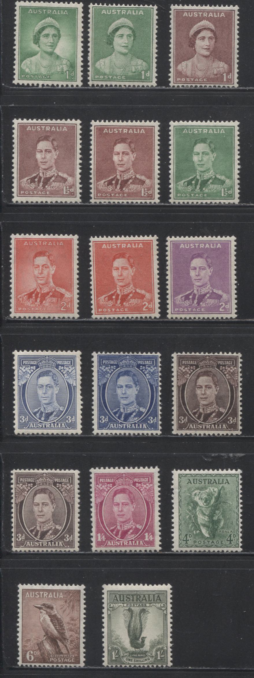 Australia SG#165/192 1937-1949 Pictorial Definitive Issue, A Selection of F/VF Mostly NH Stamps to the 1/4d