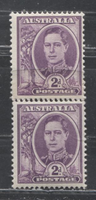 Australia #205b 2d Purple, 1942-1950 Definitive Issue, a Fine NH Repair Paste-Coil Pair