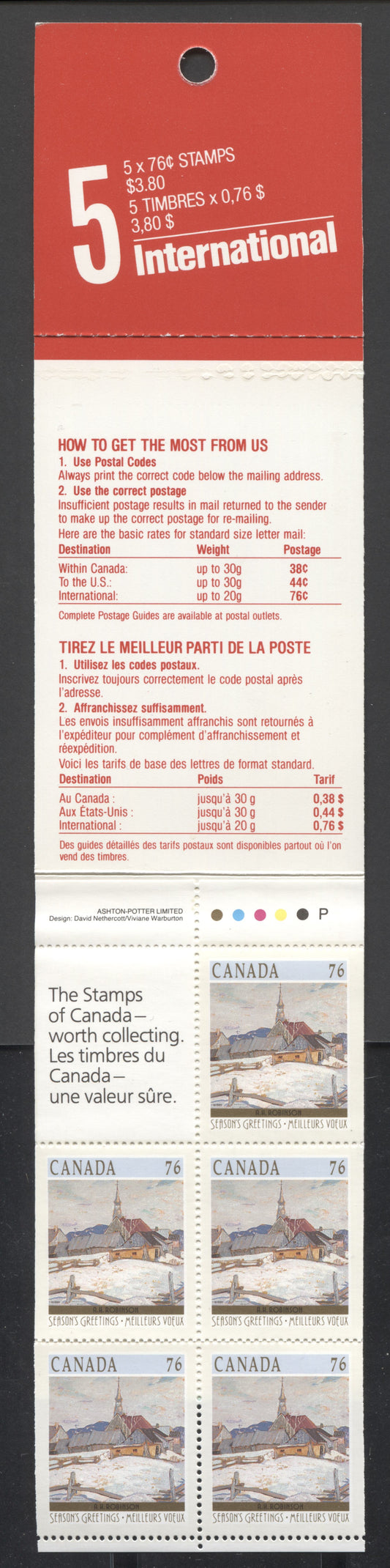 Canada #BK109 (SG #SB120) 1989 Christmas Issue, Complete $3.8  Booklet, Front Cover