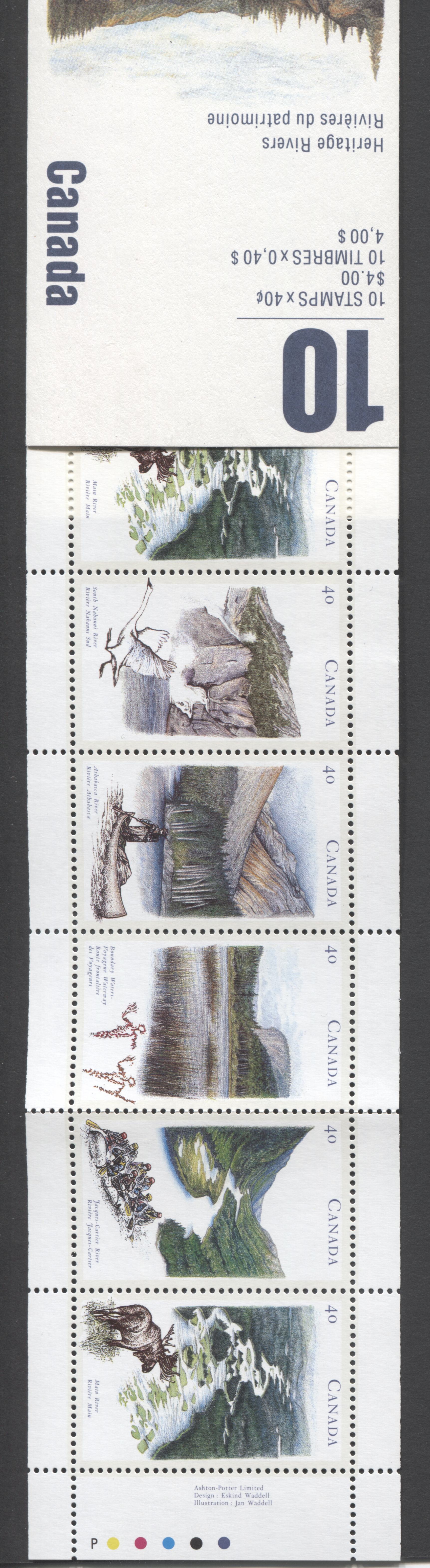 Canada #BK131a-b (SG #SB141) 1991 Heritage Rivers Issue, Complete $4  Booklet, Front Cover
