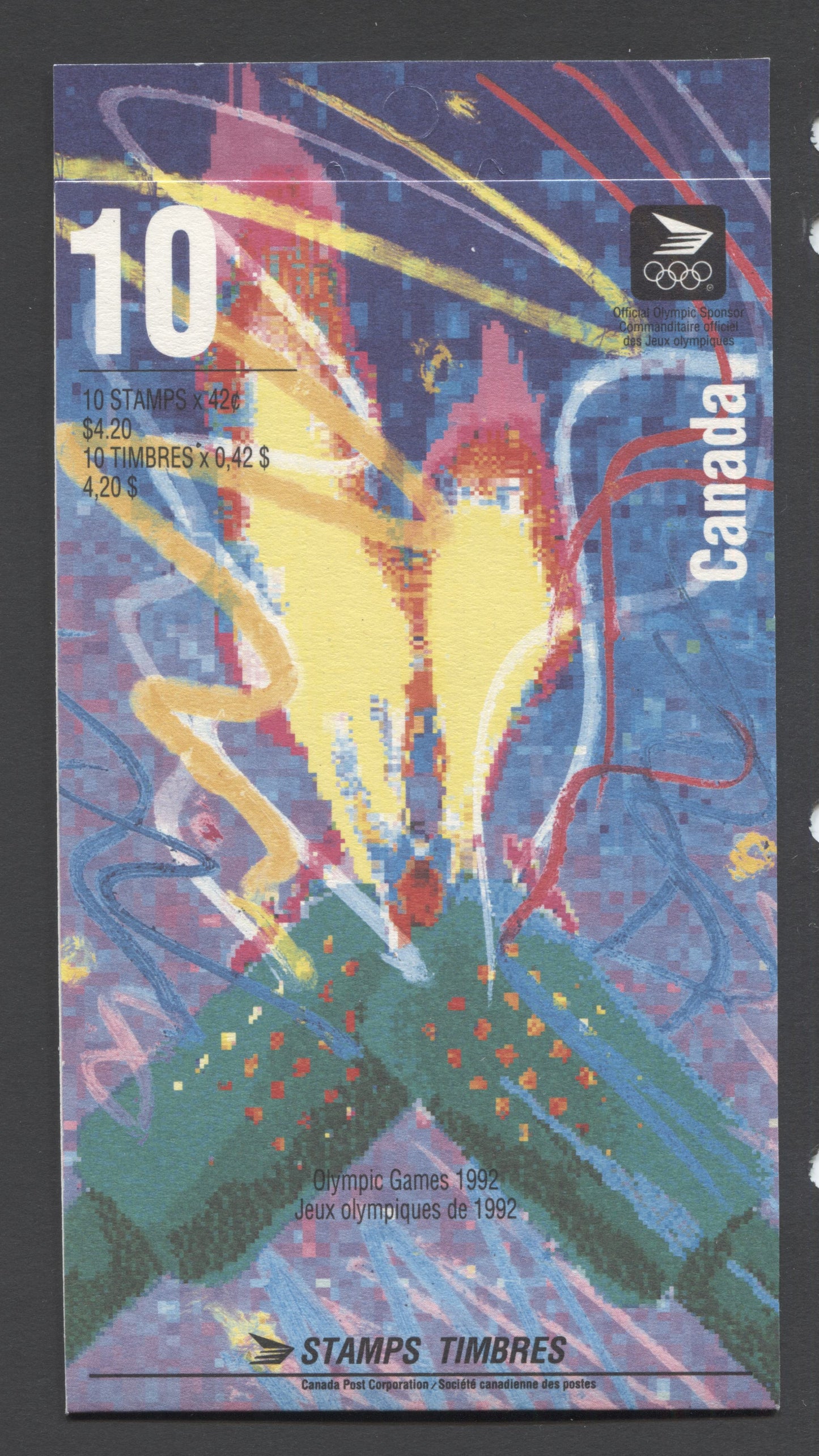 Canada #BK144a-c 1992 Winter Olympics Issue, Complete $4.20  Booklet, Coated Papers Paper, Dead Paper, 4 mm GT-4 Tagging