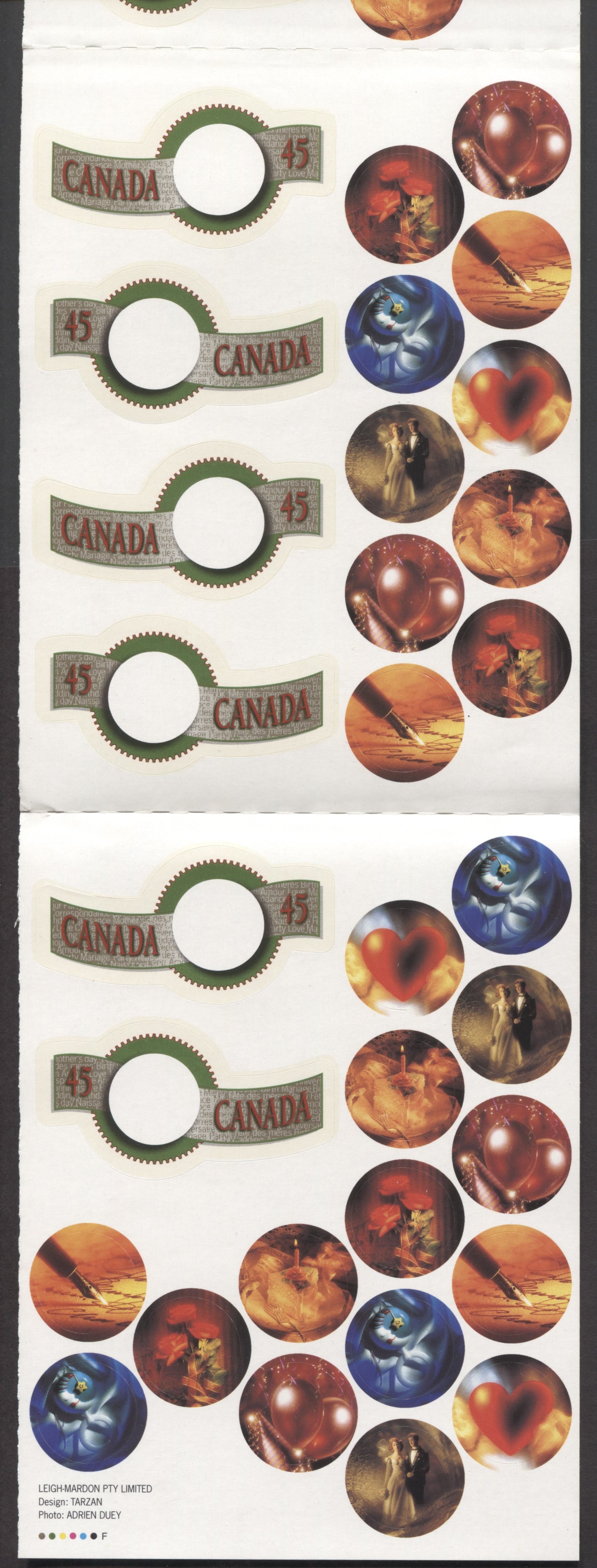 Canada #BK190a-b 1996 Greetings Issue, Complete $4.70 Booklet, Fasson Paper, Fluorescent Paper, 4 mm Tagged to Shape