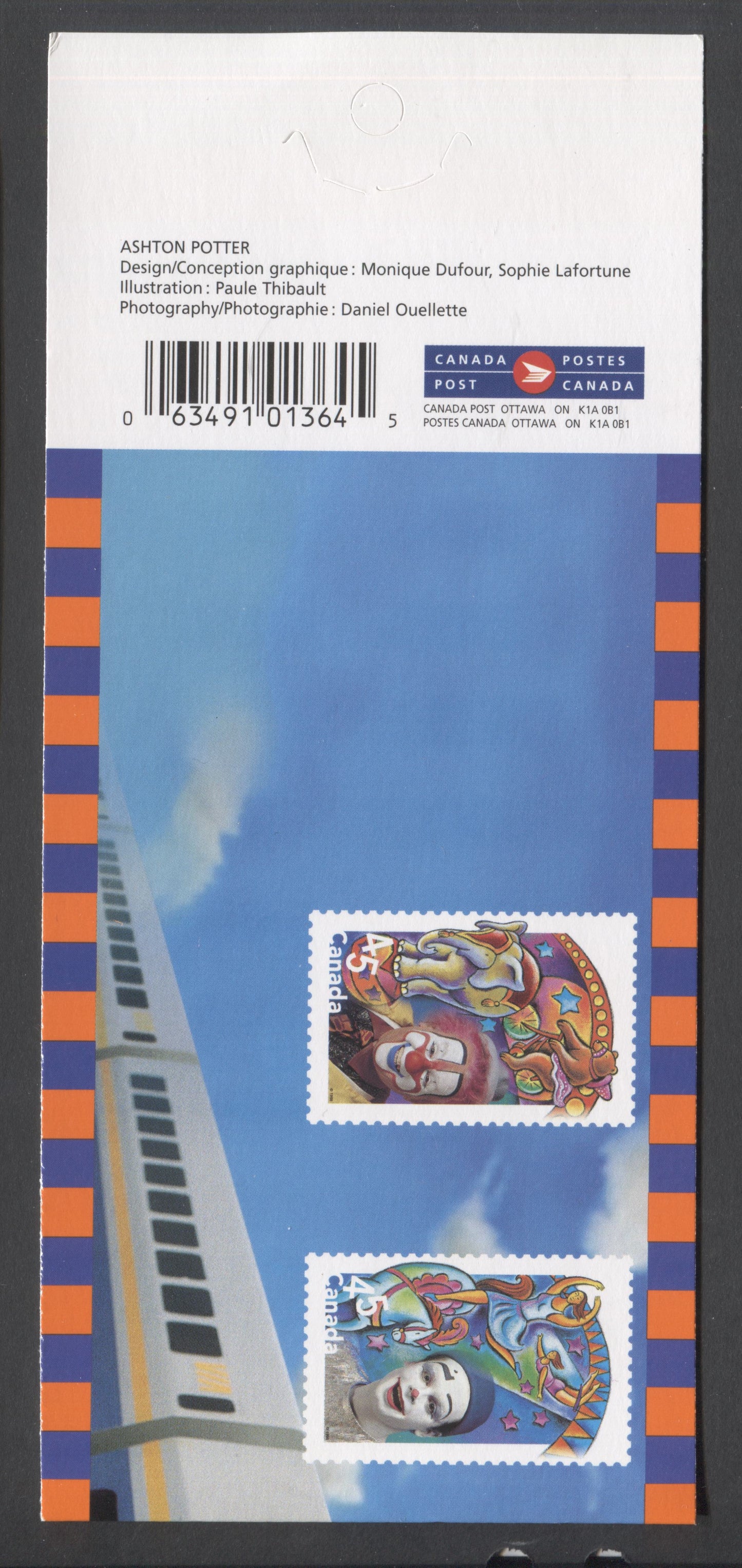 Canada #BK210a-b 1998 The Circus Issue, Complete $5.40 Booklet, Tullis Russell Coatings Paper, Dead Paper, 4 mm GT-4 Tagging