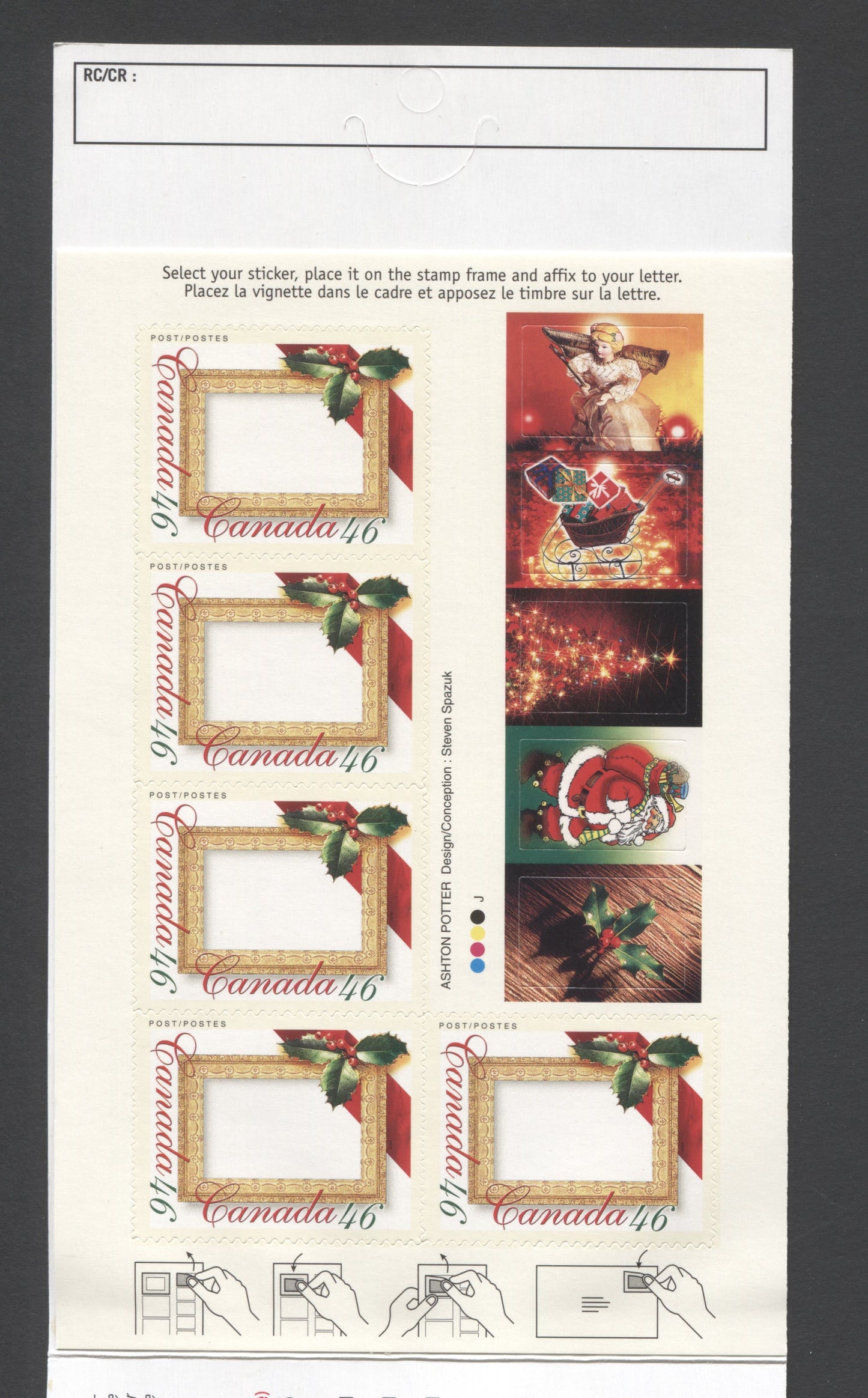 Canada #BK232a-b 2000 Christmas Picture Postage Issue, Complete $2.30 Booklet, JAC Paper, Dead Paper, 4 mm GT-4 Tagging