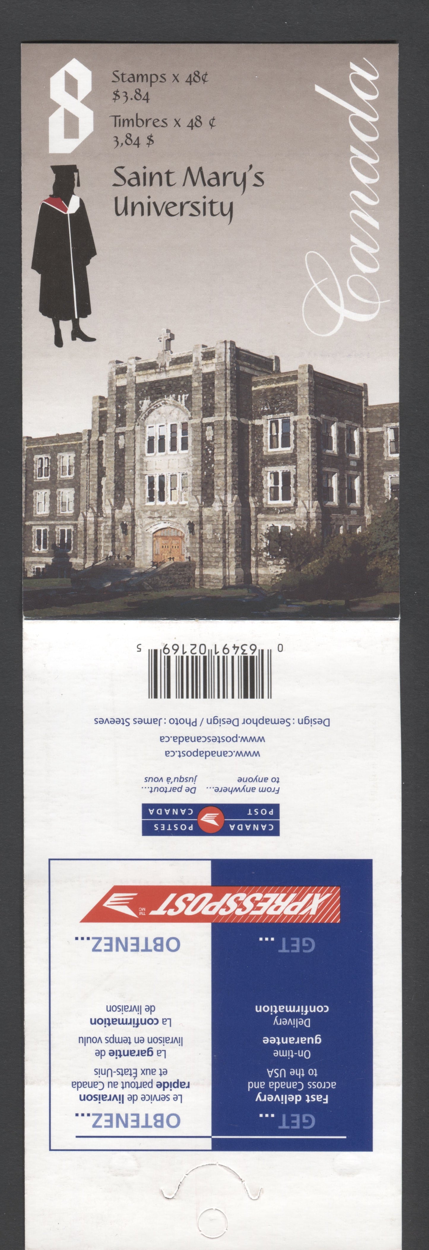 Canada #BK256a-b 2002 Trinity College Issue, Complete $3.84 Booklet, Tullis Russell Coatings Paper, Dead Paper, 4 mm GT-4 Tagging