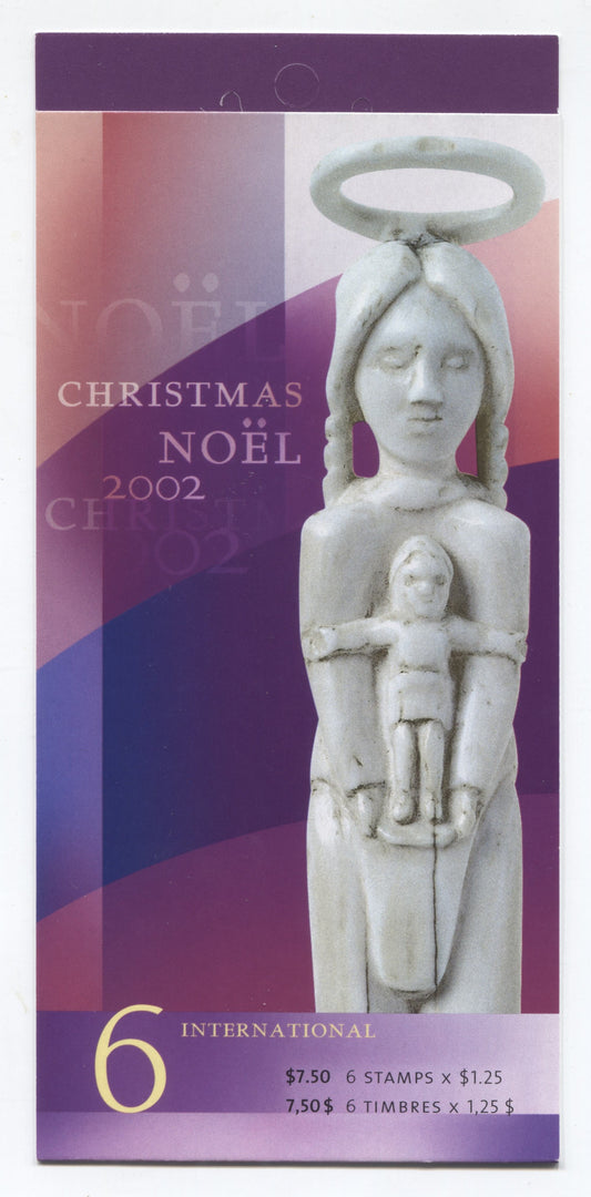 Canada #BK264a-b 2002 Christmas Issue, Complete $7.50 Booklet, Tullis Russell Coatings Paper, Dead Paper, 4 mm GT-4 Tagging