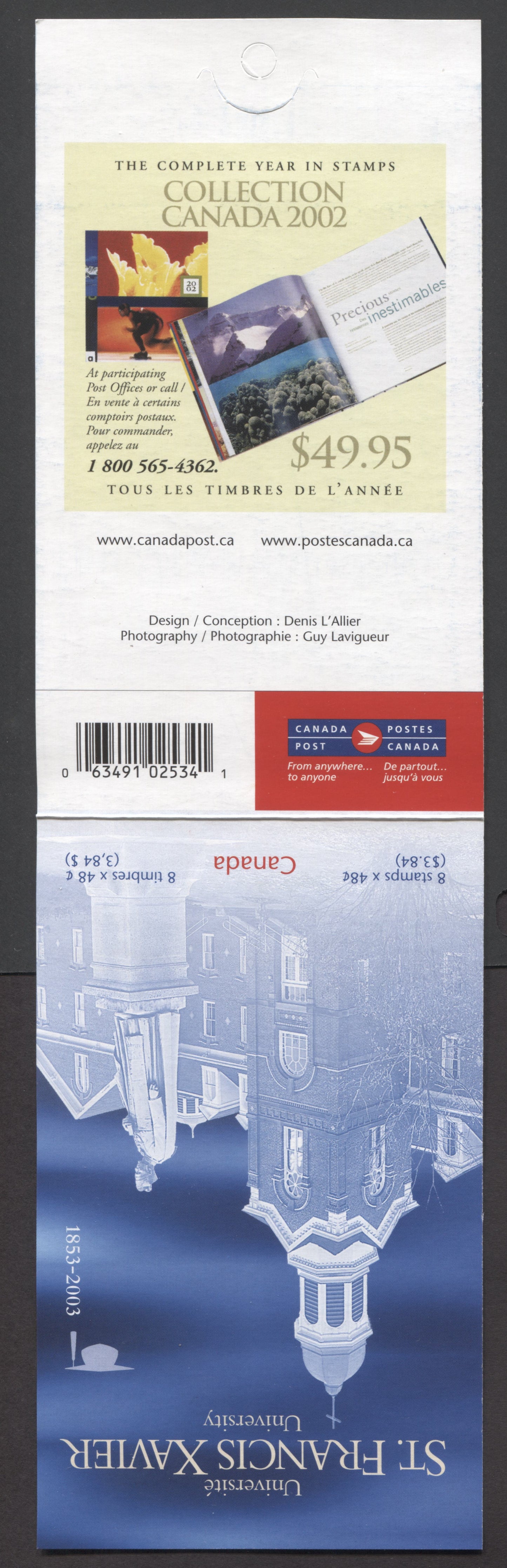 Canada #BK269a-b 2003 St. Francis Xavier University Issue, Complete $3.84 Booklet, Tullis Russell Coatings Paper, Dead Paper, 4 mm GT-4 Tagging