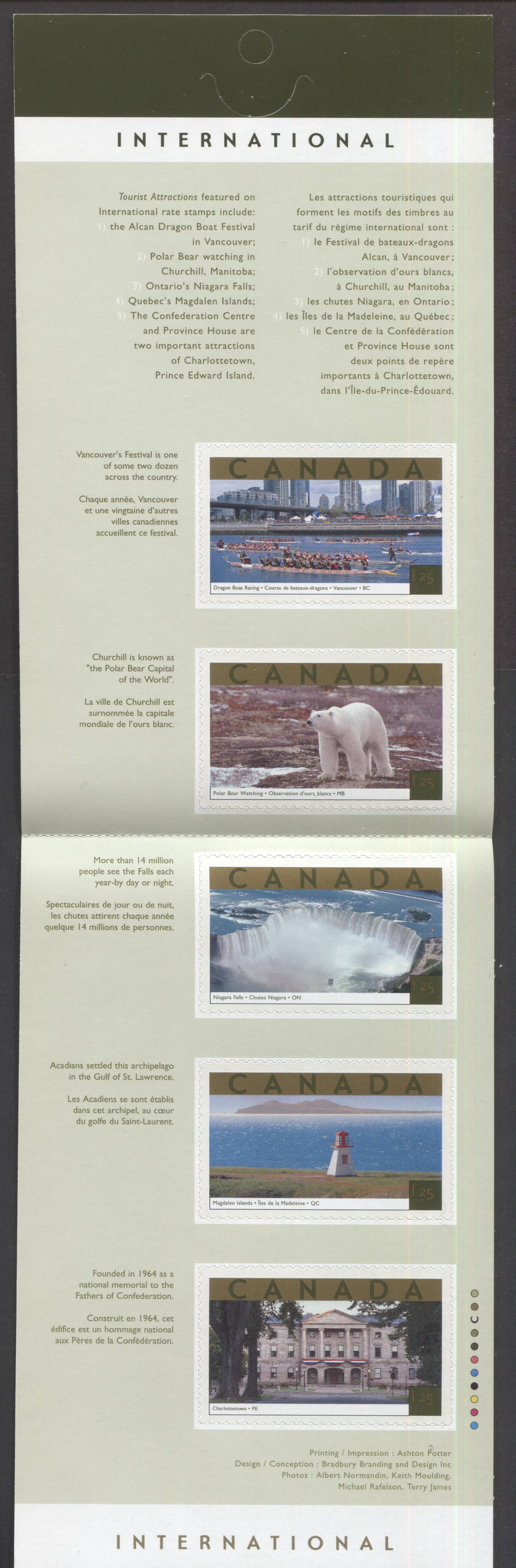 Canada #BK271a-b 2003 Tourist Attractions Issue, Complete $6.25 Booklet, Tullis Russell Coatings Paper, Dead Paper, 4 mm GT-4 Tagging