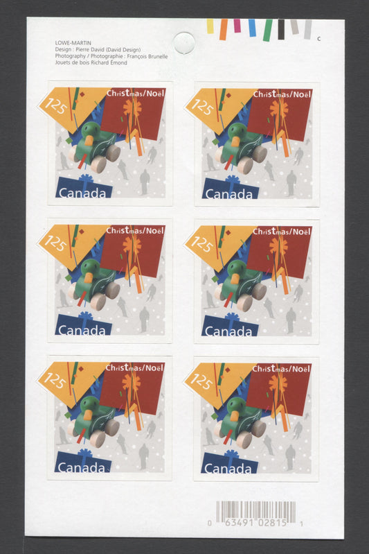Canada #BK279 2003 Christmas Issue, Complete $7.50 Booklet, Tullis Russell Coatings Paper, Dead Paper, 4 mm GT-4 Tagging