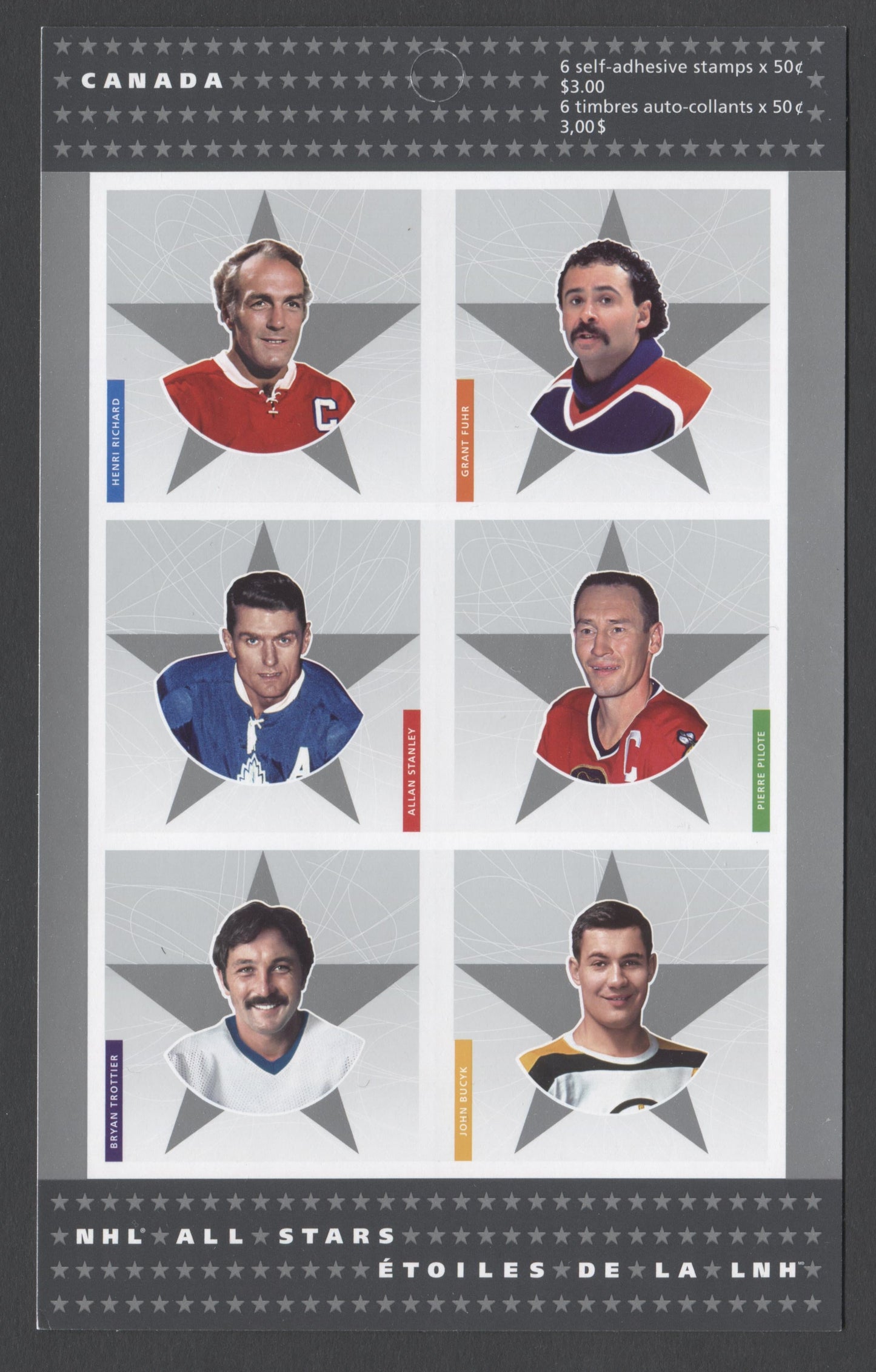Canada #BK305 2005 NHL All Stars Issue, Complete $8.70  Booklet, Tullis Russell Coatings Paper, Dead Paper, 4 mm GT-4 Tagging