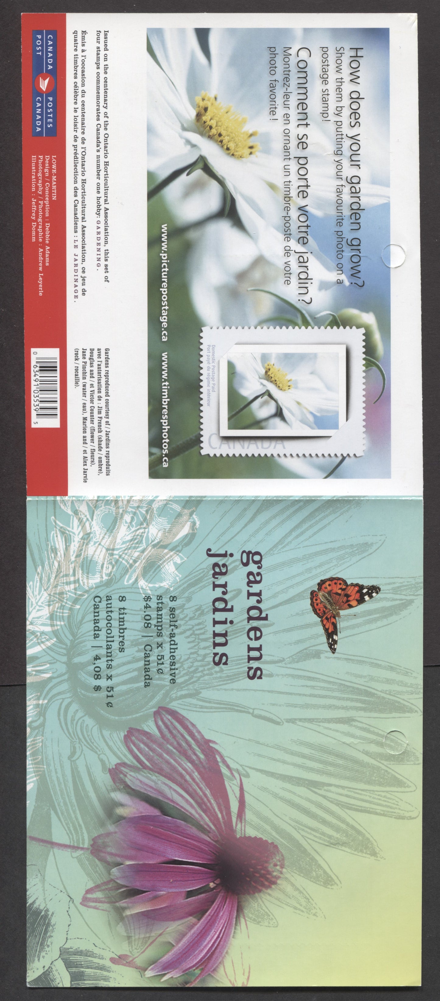 Canada #BK322 2006 Gardens Issue, Complete $4.08 Booklet, Tullis Russell Coatings Paper, Dead Paper, 4 mm GT-4 Tagging