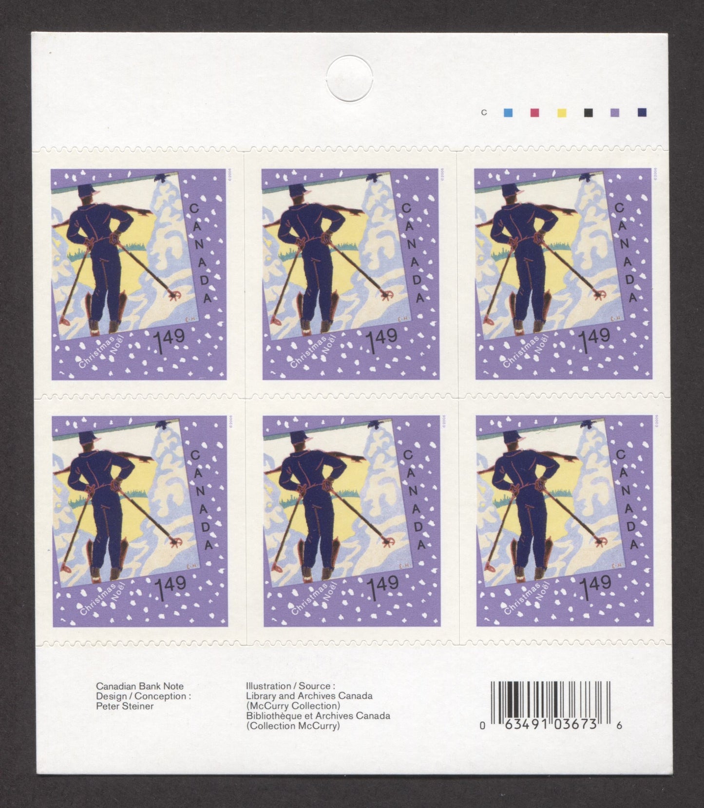 Canada #BK339 2006 Christmas Issue, Complete $8.94 Booklet, Tullis Russell Coatings Paper, Dead Paper, 4 mm GT-4 Tagging