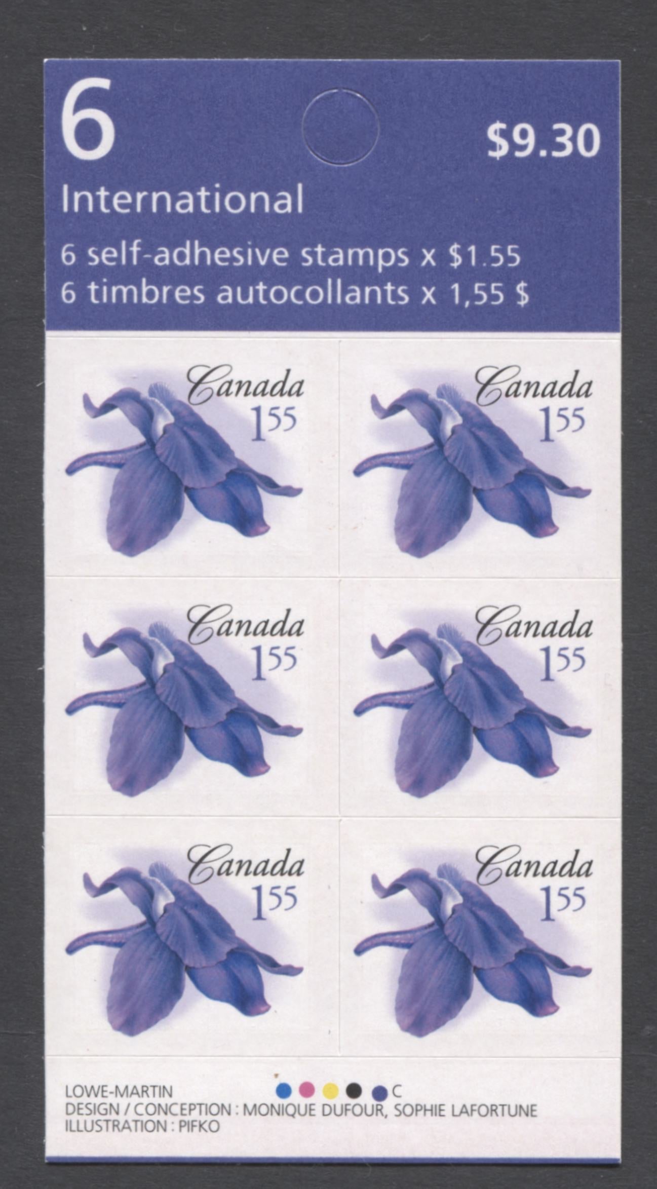 Canada #BK345-A 2004-2010 Floral & Canadian Pride Definitives, Complete $9.30 Booklet, Tullis Russell Coatings Paper, Dead Paper, 4 mm GT-4 Tagging