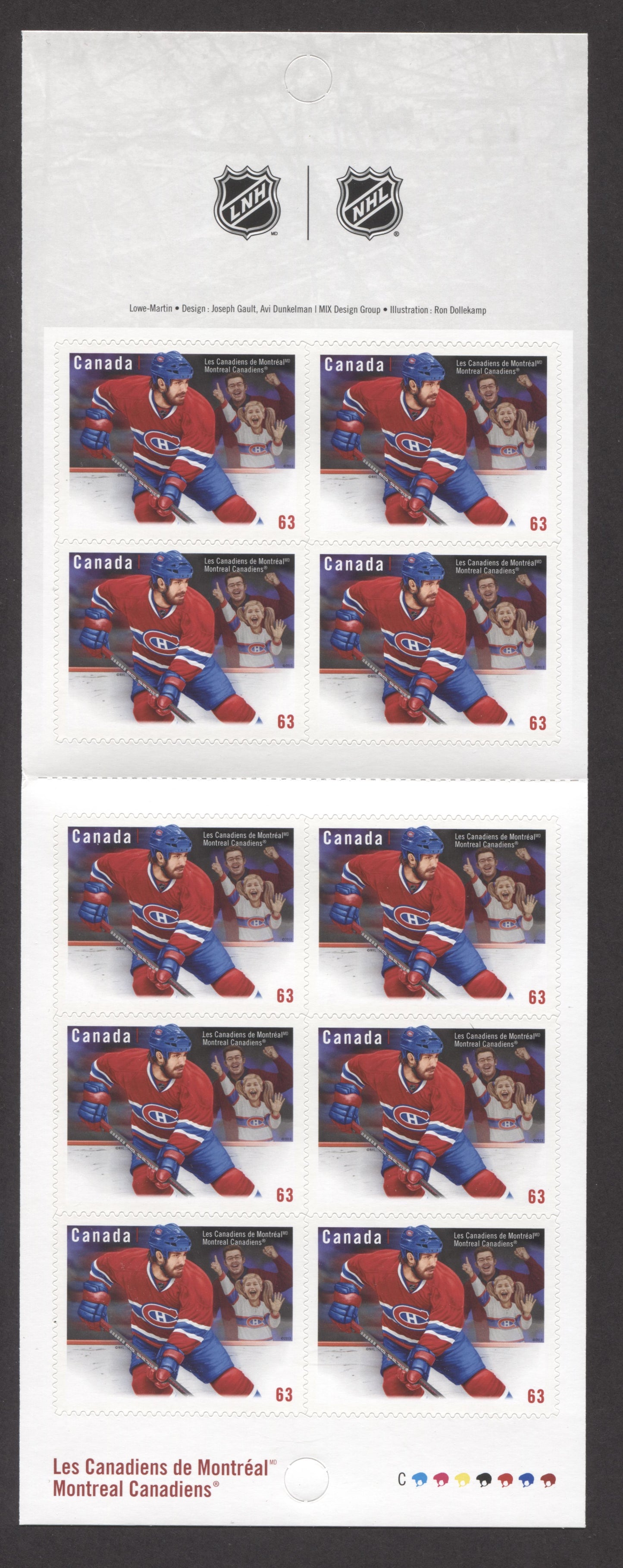 Canada #BK549 (SG #SB509) 2013 NHL Issue - Montreal Canadiens, Complete $6.3  Booklet, Front Cover