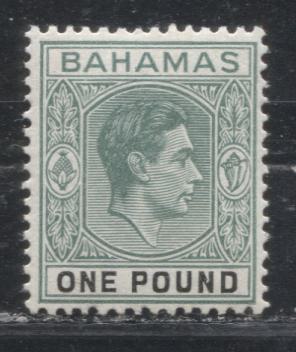 Bahamas SG#157b One Pound Grey Green & Black, 1938-1952 Pictorial Definitive Issue, a VF LH Example of the 1944 Printing