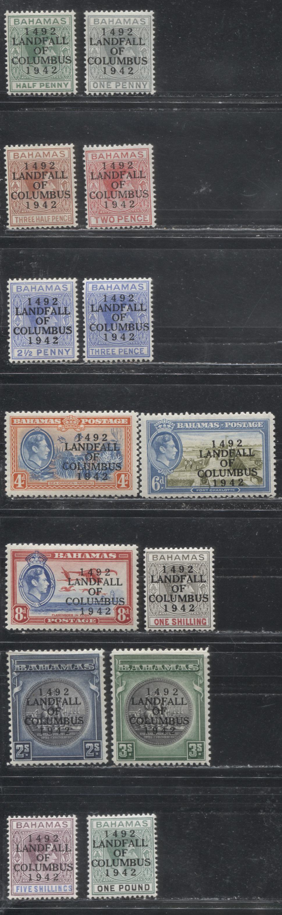 Bahamas SG#162-175 1942 450th Anniversary of the Landing of Columbus Issue, a VF LH Complete Set