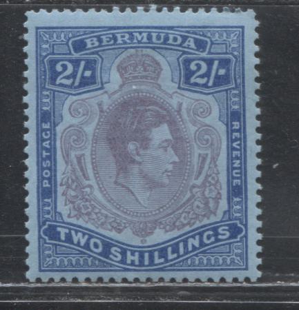 Bermuda SG#116e 2/- Dull Purple & Blue on Pale Blue 1938-1952 High Value Keyplate Definitive Issue, A Fine OG Example of the February 1950 Printing