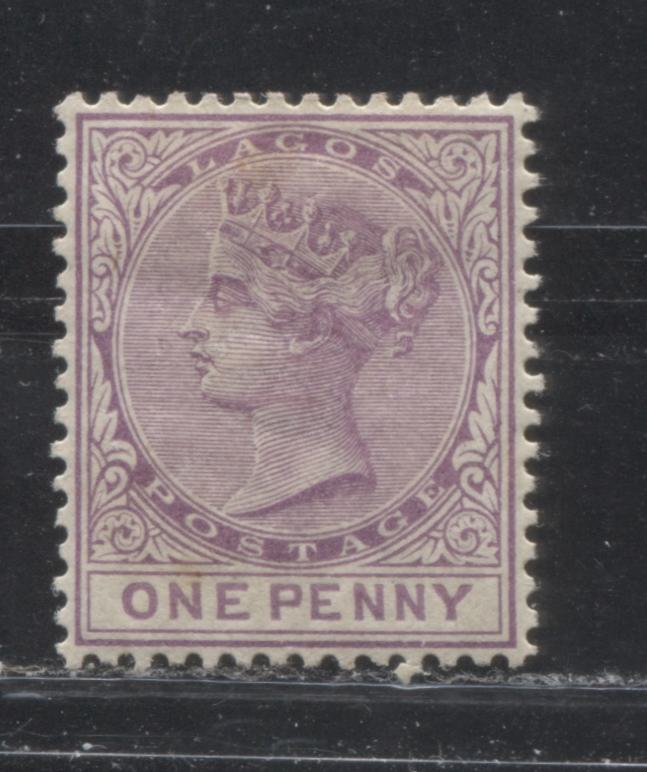 Lot 243 Lagos SG#17 (SC#14) 1d Reddish Lilac & Pale Reddish Mauve, Queen Victoria, 1882-1886 First Crown CA Watermarked Issue, 6th Printing, A Very Fine Mint OG Example, 2022 Scott Classic Cat. $42.50 USD