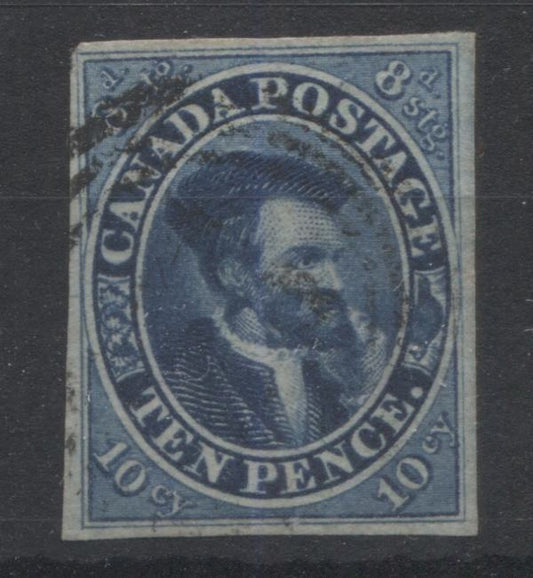 Lot 357 Canada #7a 10d Dark Blue Jacques Cartier, 1857 Pence Issue on Thin, White Wove Paper