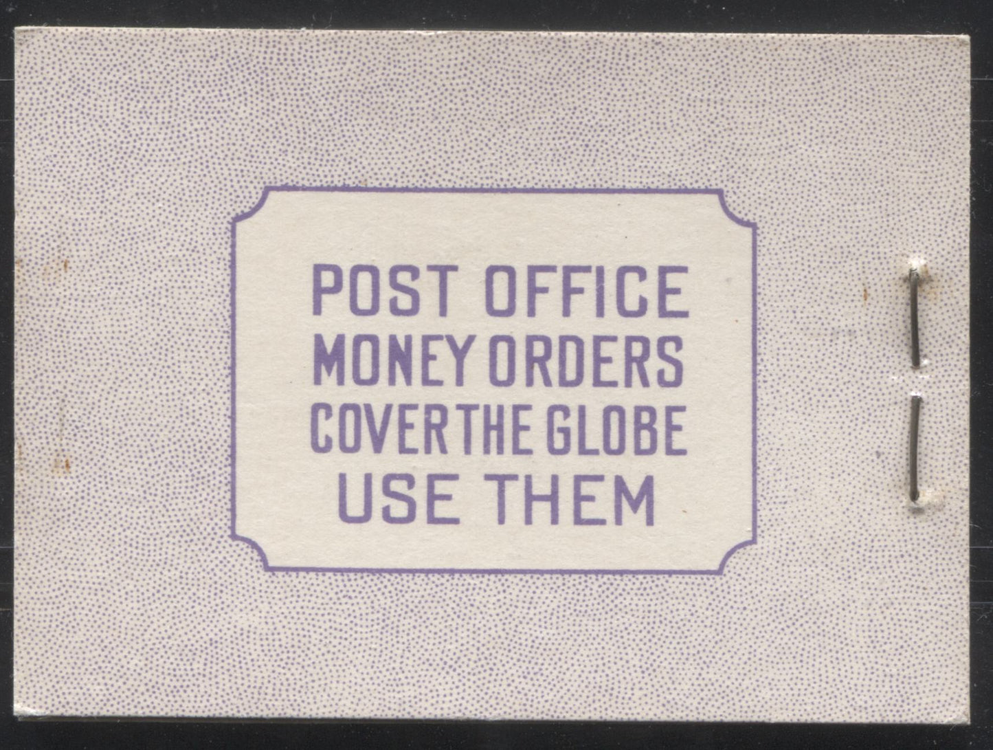 Lot 349 Canada #BK37d As Lot 348 But With Front Cover Showing Multiple Constant Blemishes Affecting The Dot Pattern