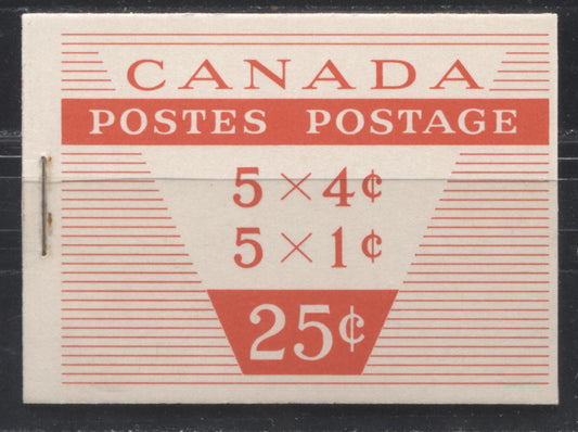 Canada McCann #BK53c (Unitrade #BK53c) 1962-1967 Cameo Issue, a VFNH Booklet Containing 1c & 4c Panes of 5 + Label, Type III Cover, DF Ivory Covers, DF Panes And Interleaving