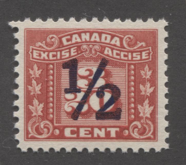Canada #FX107 1/2c on 3/20c Deep Scarlet 1932-1948 Three Leaf Excise Tax, a VFNH Example