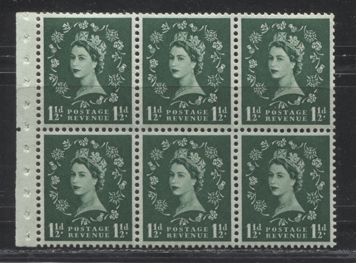 Great Britain SG#M13g 3/- Deep Red & Black Cover 1959 Wilding Graphite Issue, A Complete Counter Booklet With Inverted Multiple St. Edward's Crown Watermark, Panes of 6, Type B GPO Cypher, August 1959