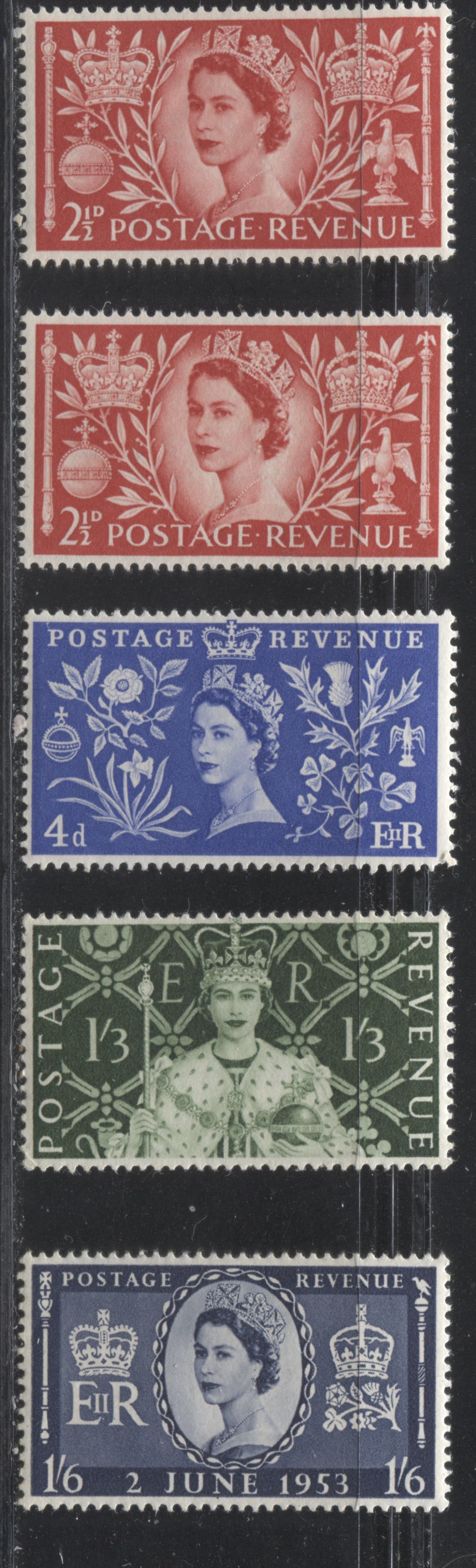 Great Britain #313-316 (SG#532-535) 1953 Coronation Issue, A Very Fine NH Set With Crackly Cream Gum