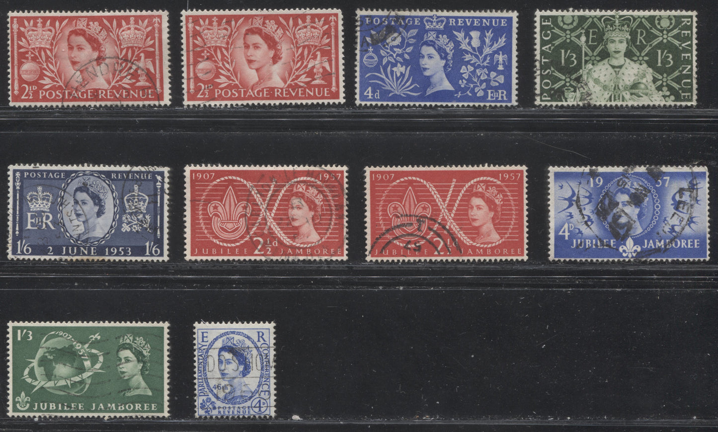 Great Britain #313/337 (SG#532/560) 1953-1957 Commemoratives, Complete Very Fine Used Set, Plus Shade Varieties