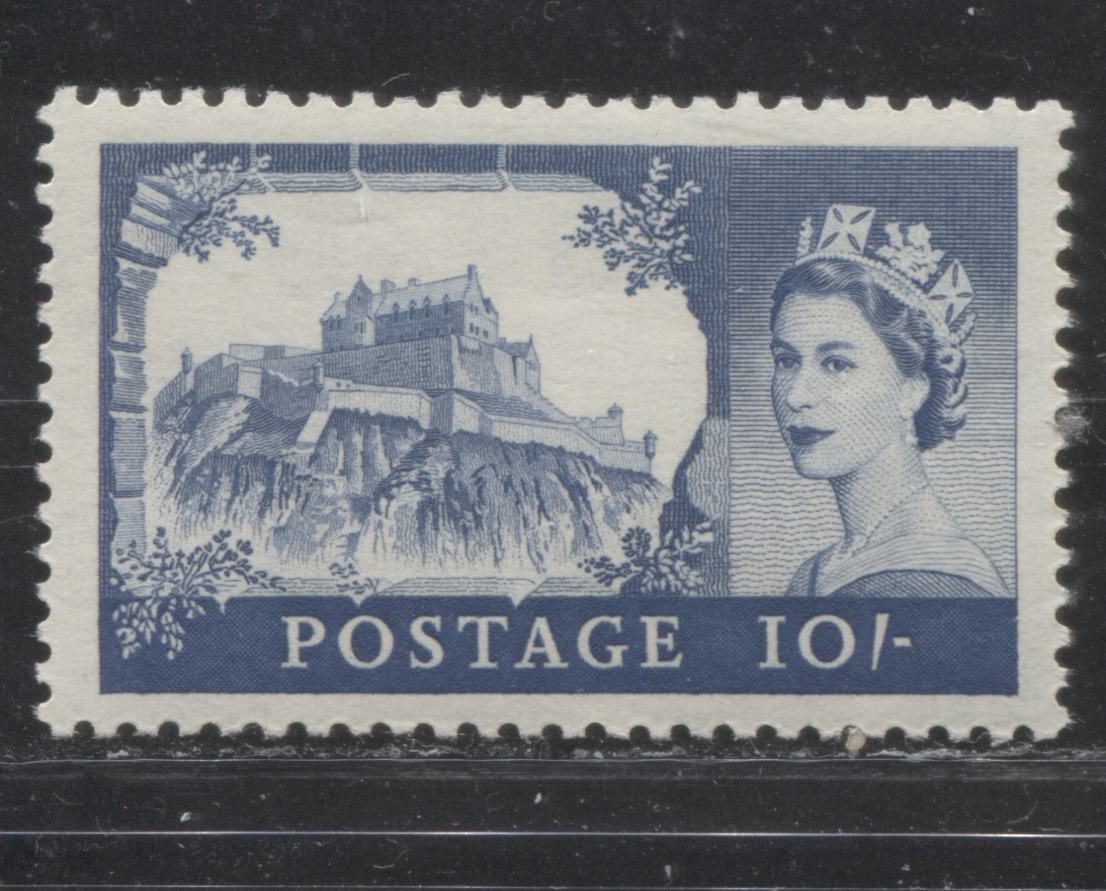 Great Britain SC#373 SG#597 (T16) 10/- Deep Dull Blue, Edinburgh Castle, 1959-1967 Wilding Issue, A Very Fine NH Example of the 2nd De La Rue Printing on Cream Paper
