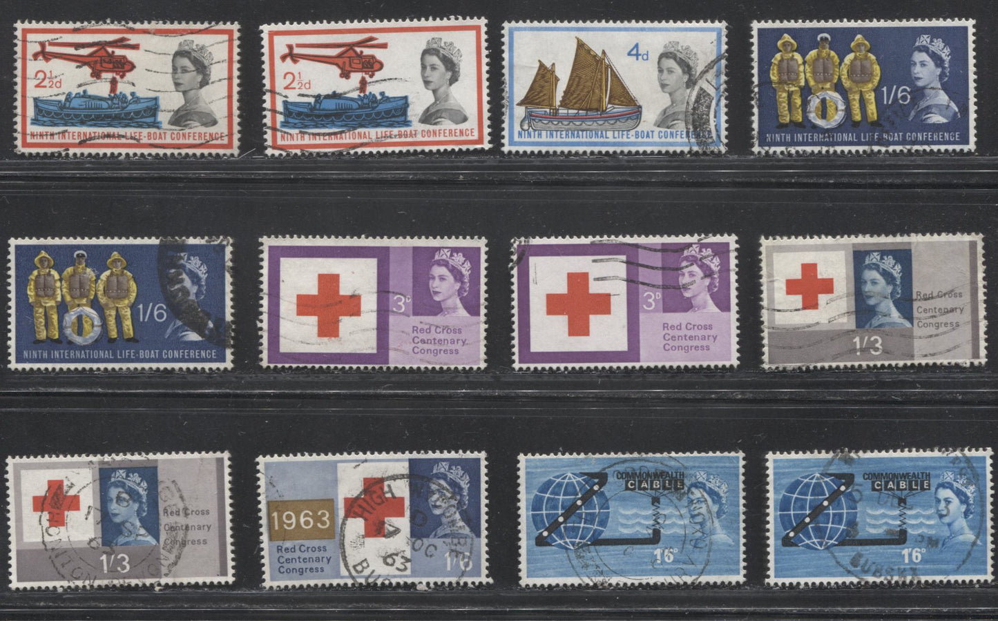 Great Britain #387-401 (SG631-645) 1962-1963 Commemoratives, A Specialized Mostly Very Fine Used Lot of 29 Stamps, Many Shade and Fluorescent Paper Varieties
