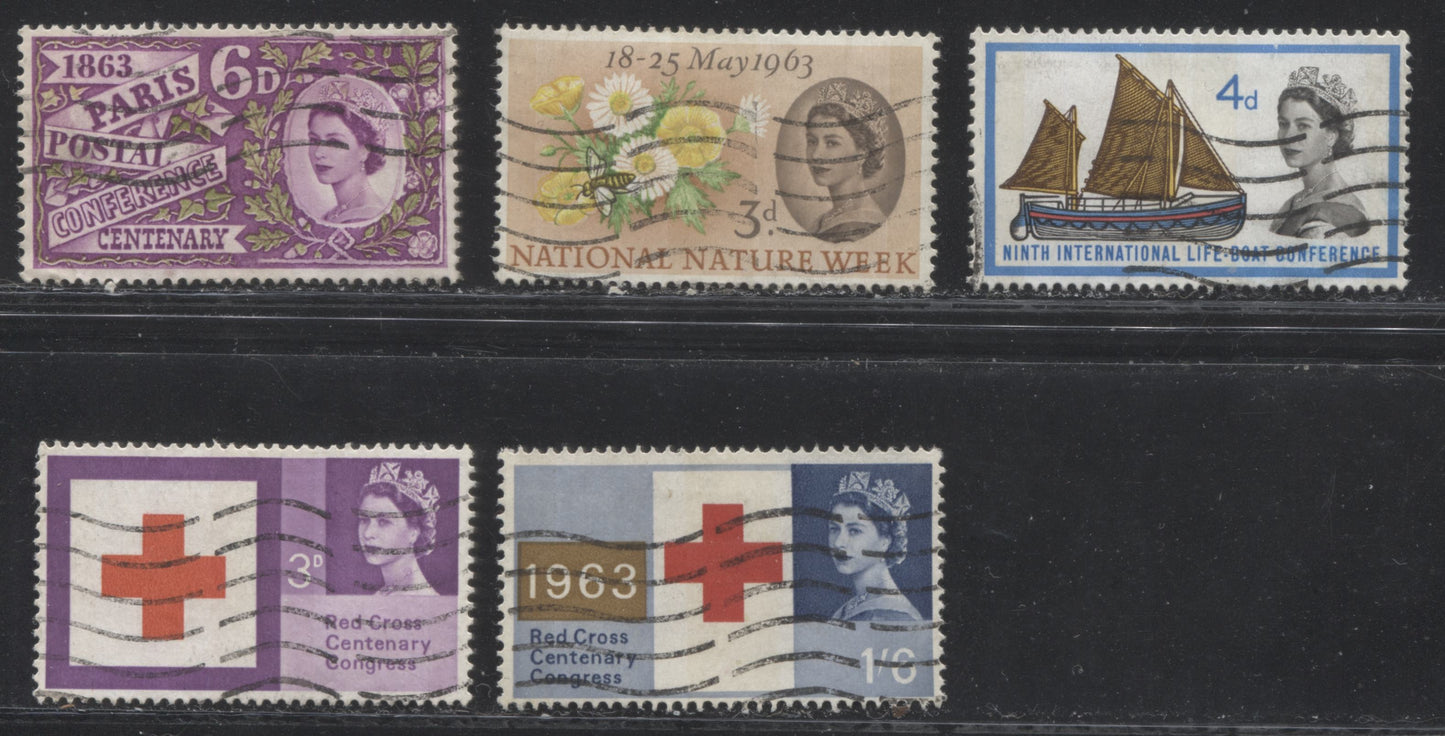 Great Britain #392p/400p (SG#636p/644p) 1963 Phosphor Commemoratives, Fine Used Group
